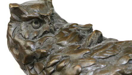 Скульптура "Филин", Бронза, Натуральный камень, Франция, Высота: 17.3 см, Вес: 2078 Гр.