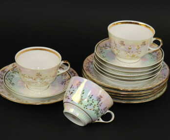 Mugs and Plates from service "Diana", Porcelain, Riga porcelain factory, Riga (Latvia)