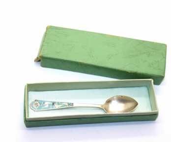 Spoon, Enamel, Silver, 875 Hallmark, Leningrad jewelry factory, USSR, Weight: 21.71 Gr.