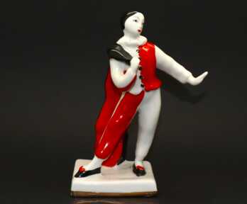 Figurine "Harlequin", Porcelain, DFZ Verbilki - Dmitriyevsky porcelain factory, USSR