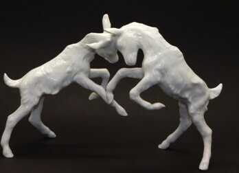 Figurine "Goats", Porcelain "Kaiser", Germany, Height: 14.5 cm