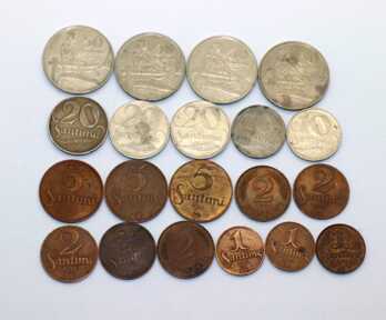 Монеты (20 шт.) "1, 2, 5, 10, 20, 50 Сантим", Латвия
