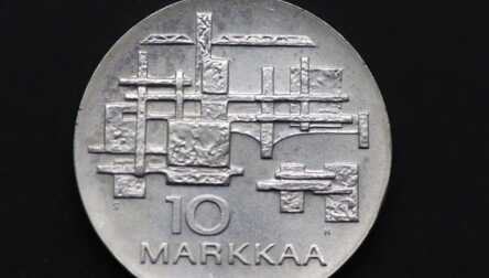 Монета "10 Марок", Серебро, 1967 год, Финляндия