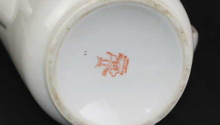Coffee pot and Mug, Porcelain, M.S. Kuznetsov manufactory, the 37-40ties of 20th cent., Riga (Latvia)