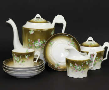 Tējas servīze, Porcelāns, Zīmogs - "Fabrique I.E. Kousnetzoff", Krievijas impērija