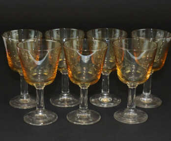 Small glasses (7 pcs.), Coloured glass, Height: 10.3 cm