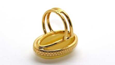 Ring, Gilding, Silver, 925 Hallmark, Amber, Weight: 10.76 Gr.