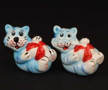 Figurines / Salt cellars "Cats", Porcelain, Height: 5.3 cm