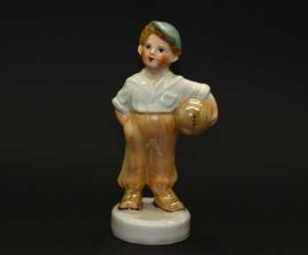 Figurine "The young football player", Porcelain, 1st grade, Riga porcelain factory, Molder - Zina Ulste, Latvia (USSR)