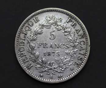 Monēta "5 Franki", 1873. gads, Sudrabs, Francija