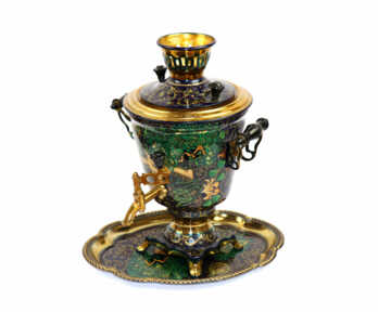 Electric samovar and Tray, Hand-painted, Authors - N. Pchelkina and S. Bakumenko, 1992, Russia
