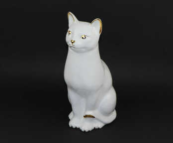 Large figurine "Cat", Faience, Gilding, Height: 41 cm