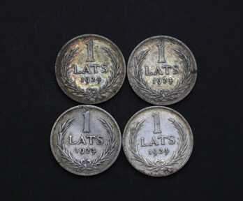 Coins (4 pcs.) "1 Lat", Silver, 1924, Latvia