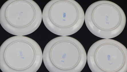 Mugs and Small plates from service "Vasara", Porcelain, Riga porcelain factory, Riga (Latvia)