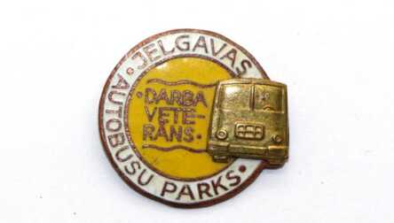 Badge "Veteran of labor of the Jelgava bus depot" Latvia, USSR