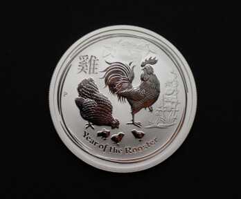 Монета "50 Центов. Китайский гороскоп - год петуха", Серебро, 999 Проба, 2017 год, Австралия