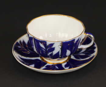 Tea pair "Winter evening", Gilding, Porcelain, LFZ - Lomonosov porcelain factory, USSR