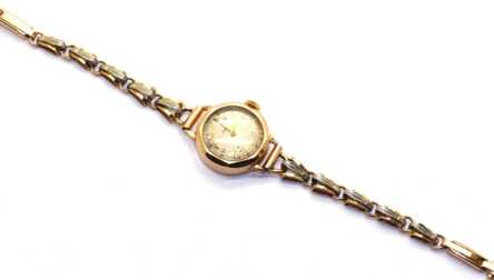 Handle watches "Zarja", Gold, 583 Hallmark, Platinum 950 hallmark, Mechanical, USSR, Weight: 19.84 Gr.