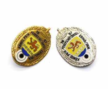 Badges (2 pcs.) "Participants of the fire safety event", 1957, Germany