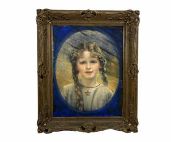 Painting "Portrait", (Pressed cardboard, Oil), 50.2x60.6 cm