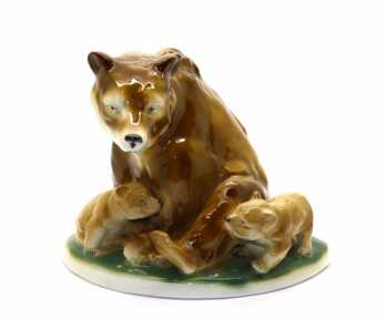Figurine "She-bear with cubs", Porcelain, "Grafenthal", Germany
