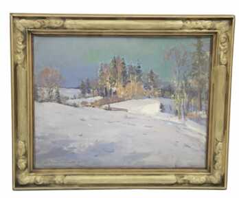  Bromults Alfejs (1913 - 1991), "Ziemas Ainava", (Kartons, Eļļa), Latvija, 47x58 cm