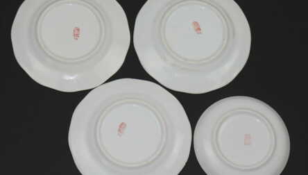 Mugs and Small plates from service "Viktorija", Porcelain, Riga porcelain factory, Riga (Latvia)