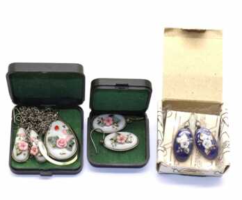 Pendant + Earrings, Porcelain, USSR