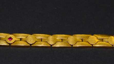 Bracelet with Diamonds and Rubys, Gold, 56 Hallmark , Russian Empire, Weight: 23.36 Gr.