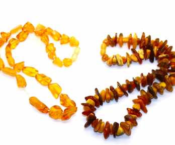 Necklaces ( 2pcs.), Amber, Honey color of Amber, Weight: 67.75 Gr.