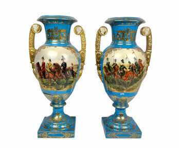 Large vases, Gilding, Porcelain, Mark "AB", Height: 54.5 cm