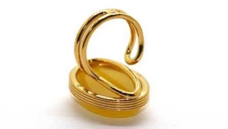 Ring, Gilding, Silver, 925 Hallmark, Amber, Weight: 11.38 Gr.