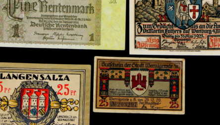 Banknotes (10 gab.), "1 Rentenmark un 1, 5,10,20,50 Miljoni Marku", 25,50 Pfennig, 1920,1921,1923, 1937. gads,  Vācija