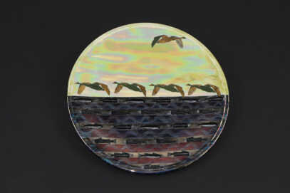 Large decorative plate, Porcelain, Hand-painted, Handpainted by Inese Brants, Latvia, Ø 30.7 cm