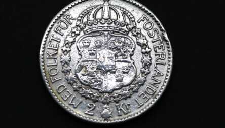 Монета "2 Кроны", Серебро, 1913 год, Швеция