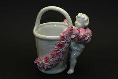 Figurine / Vase "Putti with flowers", Porcelain, Height: 13 cm