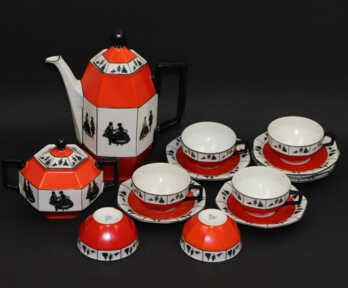 Tējas servīze, Porcelāns, Art deko, "Union K", 20 gs. 20-30tie gadi, Čehoslovākija