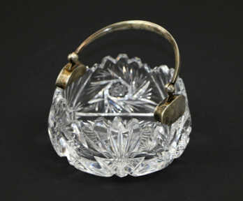 Candy-bowl, Crystal, Silver, 875 Hallmark, Latvia, 30ies of 20th cent., Weight: 452 gr