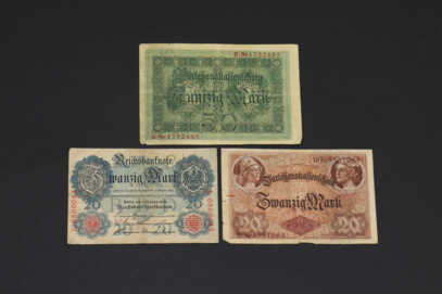 Banknotes (3 gab.), "20, 50 Reichsmark", 1914. gads, Vācija