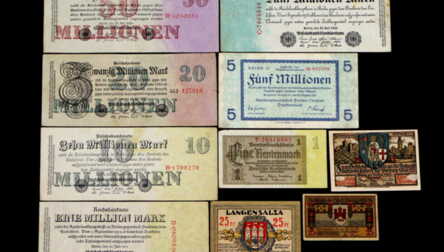 Banknotes (10 pcs.), "1 Rentenmark and 1, 5,10,20.50 Million Marks", 25.50 Pfennig, 1920,1921,1923, 1937 Germany