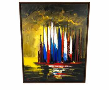 Autors - " Siliņš Herberts Ernests (1926-2001)", Glezna "Jahtas vakara" 1989. gads (Audeklis, Eļļa), Latvija, 81x65 cm