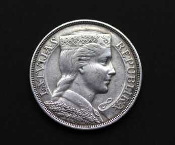 Монета "5 Лат", 1932 год, Серебро, Латвия