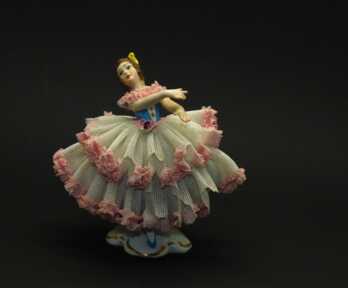 Figurine "Ballerina", Porcelain, Lace miniature, Germany, Height: 10 cm