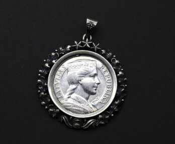 Pendant from the Coin "Milda, 5 Lats 1931", Silver, Latvia