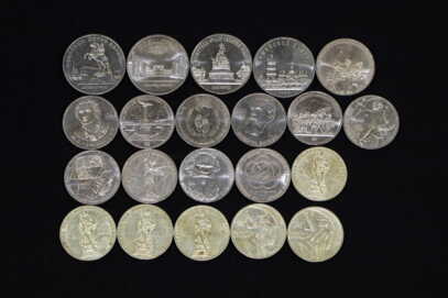 Coins (21 pcs.), "Jubilee Rubles: 1,3,5 Rubles", USSR