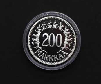 Monēta "200 Markas", Sudrabs, Somija, Svars ar kapsulu: 23.52 Gr., Kopija!