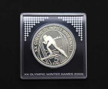 Монета "5 Евро. XX зимние Олимпийские игры", Серебро, 2005 год, Италия