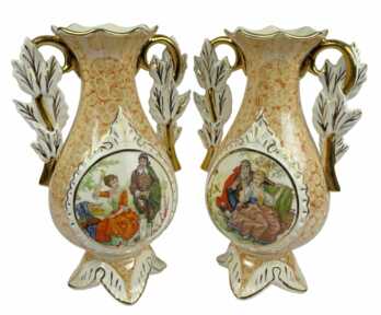 Vases "Romantic motive", Gilding, Porcelain, Height: 34 cm