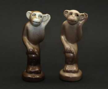 Figurines "Monkeys", Porcelain, Sculpture's work, Molder - Antonina Pashkevich, Riga (Latvia)