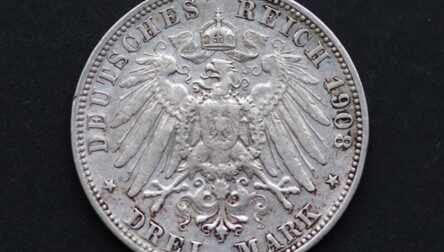 Monēta "3 Markas", Sudrabs, 1908. gads, Vācijas impērija